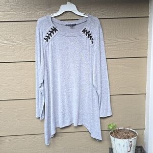 Zac & Rachel Soft Knit Sweater Grey 2X